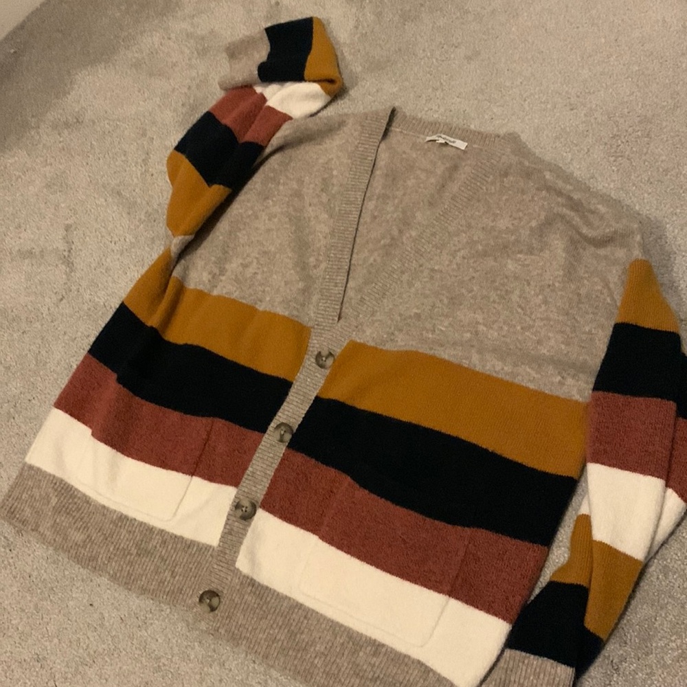 Madewell Coziest Yarn Striped Cardigan, Large